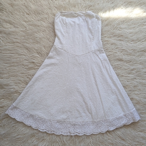 Vintage Ruby Rox White Embroidered Strapless Dress Lace Trim Women's Size 3 - Picture 1 of 8